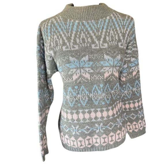 vintage 90’s snowflake pastel sweater mock neck Croquet Club tight knit ribbed - Picture 6 of 10